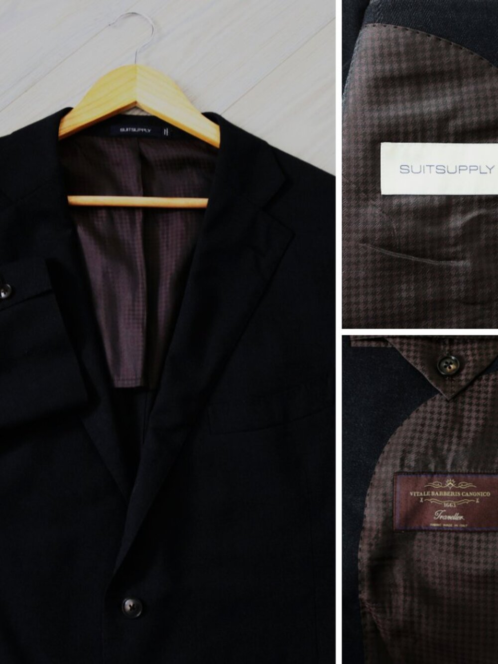 SUITSUPPLY x Virtale Barberis Canonico Mens 54R Black Formal Italian Wool Blazer